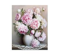 Odoukey 1 Juego de Pintura al óleo sin Marco DIY, Cuadros en Lienzo de Flores de peonía Pintados a Mano para Arte de Pared de salón decoración del hogar