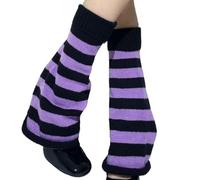 Odoukey 1 par de Calentadores de piernas Y2K a Rayas, Tejido elástico Suave y cómodo para niñas y Mujeres, Accesorios góticos de Lolita, Calcetines Calentadores de piernas Lavables