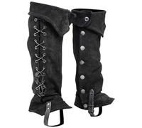 Odoukey 1 par de Fundas para Botas Piratas Negras, Fundas para Botas Medievales vikingas con Cierre de botón, Disfraz renacentista de poliéster para Cosplay de Halloween