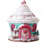 Odoukey 1pc House Gingerbread Light Up Vibrant Decoración navideña de Dibujos Animados para el escaparate de la Mesa, sin batería