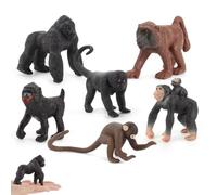 Odoukey 6 Piezas realistas de PVC de plástico pequeño Mono estatuilla Juguetes, Colgante de muñeca de Animal Educativo temprano para niños Proyecto de Ciencia Fiesta de cumpleaños