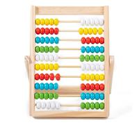 Odoukey Ábaco de Madera de 10 Filas con Cuentas Multicolores, Bloques de conteo, Herramienta de Aprendizaje de matemáticas para niños pequeños de 3 a 8 años