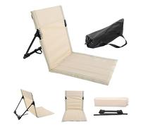 Odoukey Estera de Playa reclinable, Estera de Playa Liviana con Respaldo, Silla Plegable de ensamblaje en un Solo Paso con Bolsa de Transporte, Beige, para Vacaciones, jardín, Camping, Parque