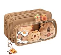 Odoukey Estuche para lápices Capybara Estuche para lápices Carpincho Desmontable de Gran Capacidad con 10 Compartimentos Alfileres con Cremallera Pegatinas de Felpa para la Escuela y la Oficina