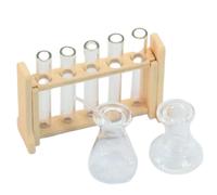 Odoukey Juego de Accesorios para casa de muñecas a Escala 1:12, Muebles para casa de muñecas con Soporte para Tubos, Tazas medidoras, Tubos de ensayo y Palo, Mini decoración Realista, 9 Uds.
