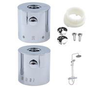 Odoukey Manijas de baño Manijas de control termostático 1 par de perillas termostáticas para mezclador de ducha, acabado cromado, perilla de control de temperatura de ducha para baño, cocina