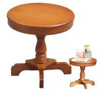 Odoukey Mesa de casa de muñecas en Miniatura con Pedestal Redondo Realista, Color marrón, Escala 1:12, Muebles de casa de DIY para muñecas de Madera para decoración de de