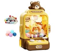 Odoukey Mini máquina expendedora de Garras para niños, con batería, Oso, hogar, Mini máquina expendedora con 10 muñecas y 10 Juguetes, Bonitos Juguetes navideños para niños
