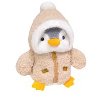Odoukey Pingüino de Peluche de 9, 8 Pulgadas, pequeño y Lindo Juguete de Peluche Suave con Chaqueta con Capucha Peluda, Animales de navideños para niños y niñas, cumpleaños