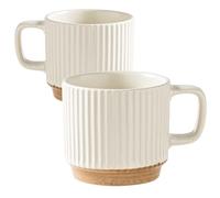 Odoukey Taza de cerámica de 2 uds., 4x3x3, 240ml, taza de café con rayas de camafeo con mango cómodo, juego clásico y elegante para el hogar, oficina, cafetería y restaurante