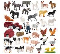Odoukey Toy Farm Animals 34PCS Figuras de Animales de Granja Figuras de Tractores de Ganado realistas, Juego Educativo para niños pequeños Regalos para niños