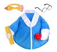 Odoukey Traje de regreso a la escuela: Profesora de vestido y gafas, azul M (se ajusta a 23 '' / 17 '')