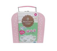 ODS -44022 Juego de té de cerámica de 13 Piezas, 4 platillos, 4 Tazas, azucarero, Porta Leche y Tetera con Tapa. Fantástica Cesta de Viaje, 44022