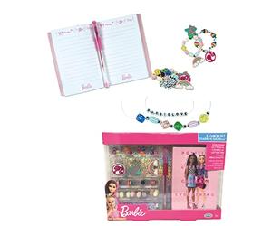 ODS - Barbie, Fashion Set Diario y Joyas, 1 Mini Diario Escolar con Bolígrafo Brillante y Colgantes para Crear Pulseras, Edad Recomendada +5 Años