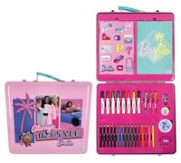 ODS Barbie - Maletín de metal, 34 piezas, con lápices de colores, rotuladores, gel pen, pegatinas y cuaderno