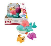 ODS - Opplà - Juego de baño de tiburón de Carga Manual con 3 Animales de PVC, Edad Recomendada 12 m+