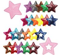 ODSS Parches termoadhesivos de estrella de lentejuelas, 7,6 x 7,6 cm, multicolor sólido y contorno, parches de estrella con purpurina para ropa, jeans, chaquetas, bolsos, decoración de manualidades