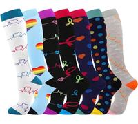 Odtmger Calcetines de compresión (7 pares) para mujeres y hombres Circulación 20-30 mmhg El calcetín alto hasta la rodilla es el mejor apoyo para atletismo Correr, Ciclismo
