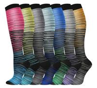 Odtmger Calcetines de compresión (7 pares) para mujeres y hombres Circulación 20-30 mmhg El calcetín alto hasta la rodilla es el mejor apoyo para atletismo Correr, Ciclismo