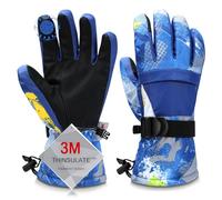 Odtmger Guantes de esquí, Guantes de Nieve Impermeables y cálidos para Invierno, Guantes compatibles con Pantalla táctil para Padres e Hijos, Ideales para Esquiar y Hacer Snowboard
