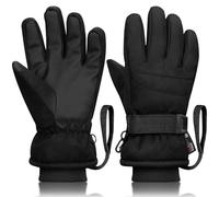 Odtmger Guantes para esquiar, impermeables, compatibles con pantalla táctil, cálidos para el invierno con relleno de algodón, cuerda antisperdición para padres e hijos