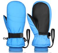 Odtmger Mittens de nieve, impermeables, cálidos para el esquí de invierno con relleno de algodón y forro de algodón spray-bonded, cuerda antisperdición para padres e hijos