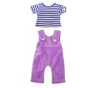 odulu Ropa de muñeca para muñeca Americana de 18 Pulgadas-Camiseta a Rayas y Peto-Conjunto de 2 Piezas-Morado
