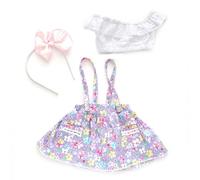 odulu Ropa de muñeca para muñeca Americana de 18 Pulgadas: Vestido Floral con Diadema,Conjunto de 3 Piezas,Color Morado.
