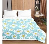 Oduo 3D Microfibra Colcha Bouti Cubrecama Multiusos Suave Verano para Cama de Matrimonio, Lavable Acolchada Edredón Ligero Manta para Todas Las Estaciones (Margarita Blanca,220x240cm)