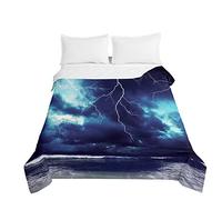 Oduo Colcha Bouti Cama 90/150, 3D Relámpagos Estampado Cubrecama Multiusos Suave Cama de Matrimonio, Lavable Acolchada Edredón Ligero Manta para Todas Las Estaciones (100x150cm,Océano Oscuro)
