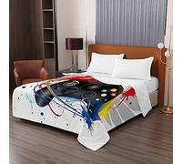 Oduo Colcha Bouti Cama de Verano, 3D Consola Juego impresión Microfibra Cubrecama Multiusos Suave para Cama de Matrimonio, Lavable Acolchada Edredón Ligero Manta (220x240cm,Grafiti Fresco)