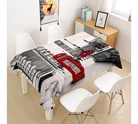 Oduo Mantel Impermeable Antimanchas poliéster, decoración Resistente al Desgaste Lavable Apto,Distintos diseños y tamaños a Elegir,Arquitectura del Mundo 3D (Cabina telefónica de Londres,100x140cm)