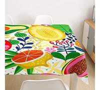 Oduo Mantel Impermeable Antimanchas poliéster, Mantel con Estampado de Frutas decoración Resistente al Desgaste Lavable Apto, Distintos diseños y tamaños a Elegir (Frutas de Colores,100x140cm)
