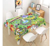 Oduo Mantel Impermeable Antimanchas poliéster, Mantel de impresión de Coches decoración Resistente al Desgaste Lavable Apto, Distintos diseños y tamaños a Elegir (Bella Ciudad,140x140cm)