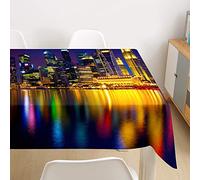 Oduo Mantel Impermeable Antimanchas poliéster, Mantel Impreso Ciudad 3D decoración Resistente al Desgaste Lavable Apto, Distintos diseños y tamaños a Elegir (Linterna,140x200cm)