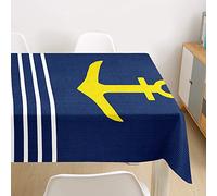 Oduo Mantel Impermeable Antimanchas Tela de Poliéster, Mantel Estampado Decoración Resistente Al Desgaste Lavable Apto, Distintos Diseños y Tamaños a Elegir (Marinero,140x220cm)
