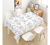 Oduo Mantel Impermeable Antimanchas Tela de poliéster, Mantel Estampado Gato decoración Resistente al Desgaste Lavable Apto, Distintos diseños y tamaños a Elegir (Gato Manchado,140x140cm)