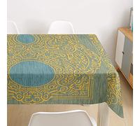 Oduo Mantel Impermeable Antimanchas Tela de Poliéster, Mantel Estampado Mandala Vintage Decoración Resistente Al Desgaste Lavable Apto, Distintos Diseños y Tamaños a Elegir (Dorado,100x140cm)