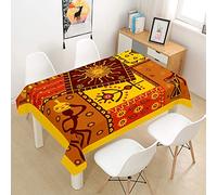 Oduo Mantel Impermeable Antimanchas Tela de Poliéster, Patrón de Arte Tribal 3D Mantel Decoración Lavable Resistente Al Desgaste, Distintos Diseños y Tamaños a Elegir (Nación Africana,140x140cm)
