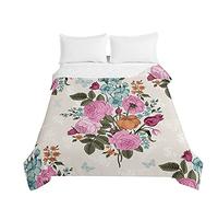 Oduo Rose Colcha de Verano Colcha Bouti Colcha Acolchada para Cama Suave y Cómoda - Moderna Edredón Fresca Lavable para Primavera y Entretiempo Individual Matrimonio (Mariposa,230x260cm)