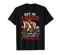 Odysseus se Mete en el Perdedor regresando al héroe de los mitos griegos de Ítaca Camiseta gráfica económica, Hombre, Negro, L