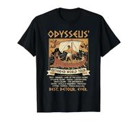 Odysseus World Tour La Odisea Mitología Griega Hombres Mujeres Camiseta gráfica económica, Hombre, Negro, S