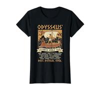 Odysseus World Tour La Odisea Mitología Griega Hombres Mujeres Camiseta gráfica económica, Mujer, Negro, L