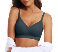 OEAK Sujetador sin Aros Sujetador Push Up Mujer sin Costuras con Relleno Extraíble con Tirantes Ajustables Bralette Cuello en V Bra Básico Cómodo Transpirables Suave, Azul, 3XL