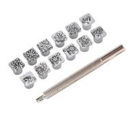 OEBUAFI 12 Piezas de Herramientas de Estampado de Cuero de Aleación de Zinc, Sellos para Manualidades de Cuero, Kit de Herramientas de con Diseño de Flor de Dinastía Tang para