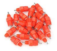 OEBUAFI 20 Bebederos Automáticos con Tetina de Agua, Alimentador de Ganado de Alta Sensibilidad, sin Fugas, Tipo Tornillo, Bebedero de Pollo y Pato para Pájaros, Rojo + Plateado, 5 "x 1,8 Cm