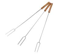 OEBUAFI 3 Tenedores para Barbacoa, Palitos para Asar Perros Calientes Resistentes con de Madera de Haya para Fogata, Pinchos de Acero Inoxidable de 47,2 Cm y 18,6 Pulgadas para