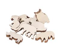 OEBUAFI 48 Piezas de Rodajas de Madera de Animales, Adornos de Madera en Blanco con 8 Patrones, Caballo, Elefante, Oso, Conejo, Rinoceronte, Búho, Lobo, Ardilla, para Manualidades