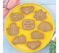 OEBUAFI 8 Cortadores de Galletas 3D, Molde para Galletas, Prensa Manual, Sello de, Molde para con Deslizante para Acción de Gracias, Halloween, Navidad, Pascua, (#6)