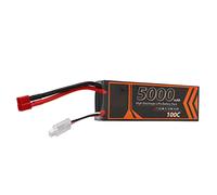 OEBUAFI Batería Lipo RC de Alta Descarga 7,4V 5000mAh 2S 100C para QAV250, Material Duradero de óxidos de Cobalto y Litio, Enchufe Rojo en Forma de T